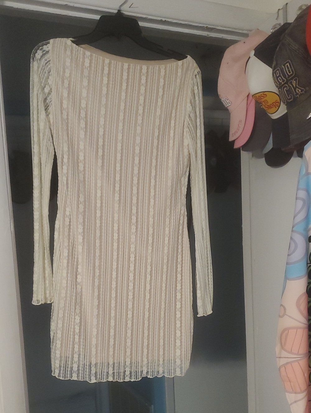 Lace Long-Sleeve Shift Dress in Ivory Brand New.